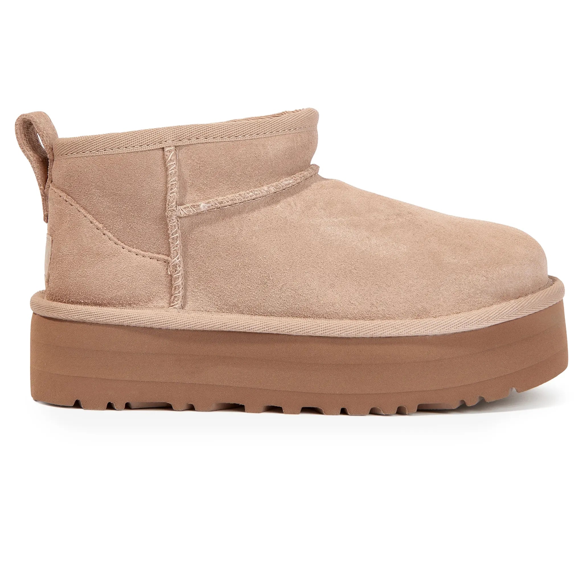 Side View of UGG Classic Ultra Mini Platform Girls Beige Boots UGGS4012188228